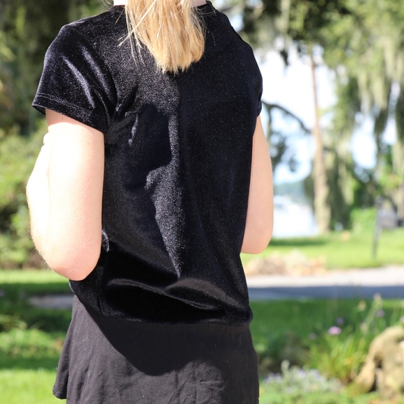 p.s. from Aeropostale Black Short-Sleeve Velvet Shirt with Flutter-Edge - Picture 2 of 8
